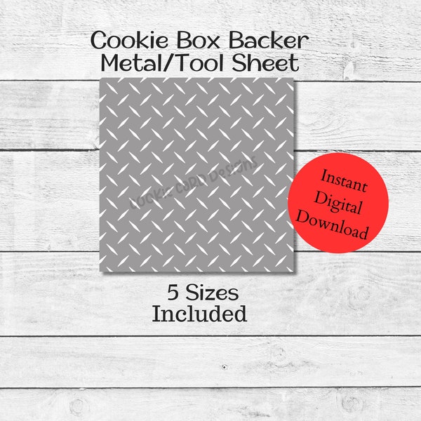 Metal / Tool Style Cookie Box Backer Bundle - 5 Sizes Included - Instant Download 4"x4", 4.5"x4.5", 5"x5", 5"x7" & 8.5" x 11"