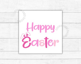 Easter Gift Tags - 2" & 2.5" Tags - Pink Bunny Happy Easter Cookie/Gift/Favor Tags