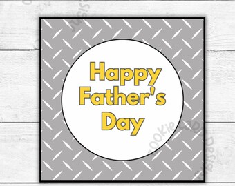 Father's Day Gift Tags -Metal/Tool Happy Father's Day - 2" &  2.5" - Square Tags - Instant Download