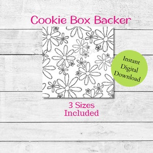 Floral Cookie Box Backer: Black & White Packaging (Digital Download)