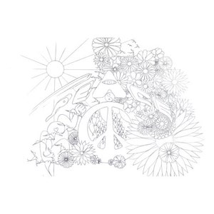 Vrede, Coloringbookpage, digitaal, Abstractart, Painmanagementwithart