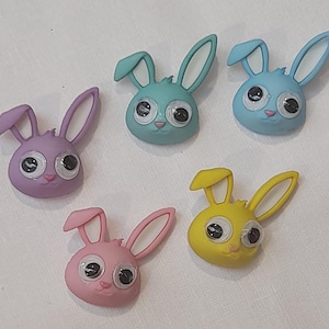 HIPPITY HOP - Boutons fantaisie 3D de Pâques, parfaits pour décorer des projets de bricolage, du scrapbooking, du tricot, du crochet, des vêtements...