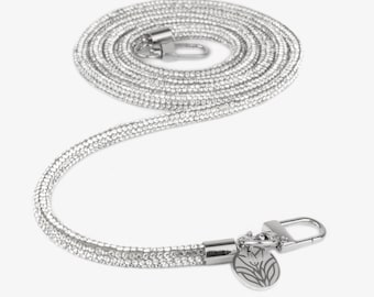 Glitzer Handykette – 120 cm lang | Edle Handy Kette für Damen | Stylische Crossbody-Handykette in Schwarz oder Silber