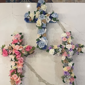 Silk Floral Cross - baptism, communion, wedding, funerals, confirmation