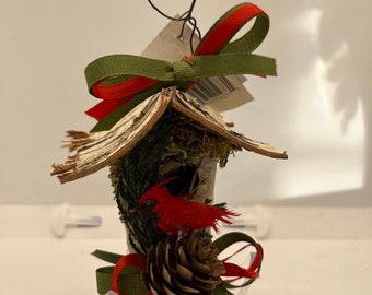 birch birdhouse ornament