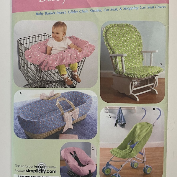 Simplicity 4636 Baby Accessories (Shopping Cart, Glider chair, Car Seat Covers) Sewing Pattern, One Size, Uncut