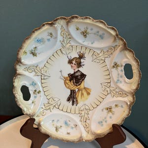 Vintage German Porcelain Dresser Tray / Dish with handles, 9.75”
