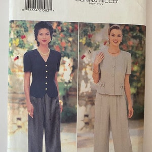 Vintage Butterick 4004 Women&#39;s Button Down Fitted Top, and Pants Size 12-14-16, UNCUT Donna Ricco