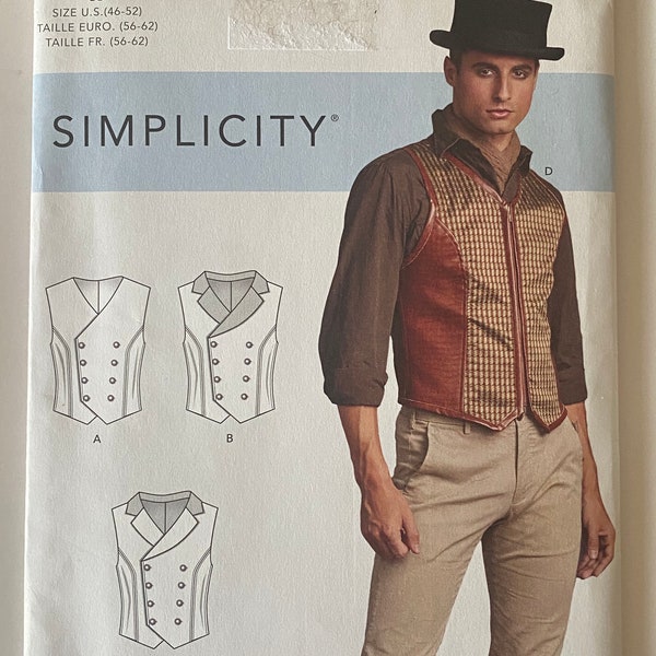 Simplicity S9087 Men's Steampunk Gothic Victorian Corset Vest Sizes 46-52 Sewing Pattern