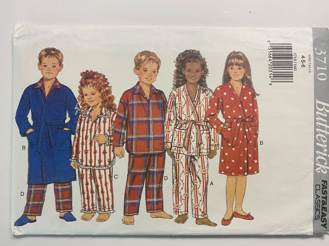 Vintage Butterick Sewing Pattern 6974 Children's Robe Top & Pants ...