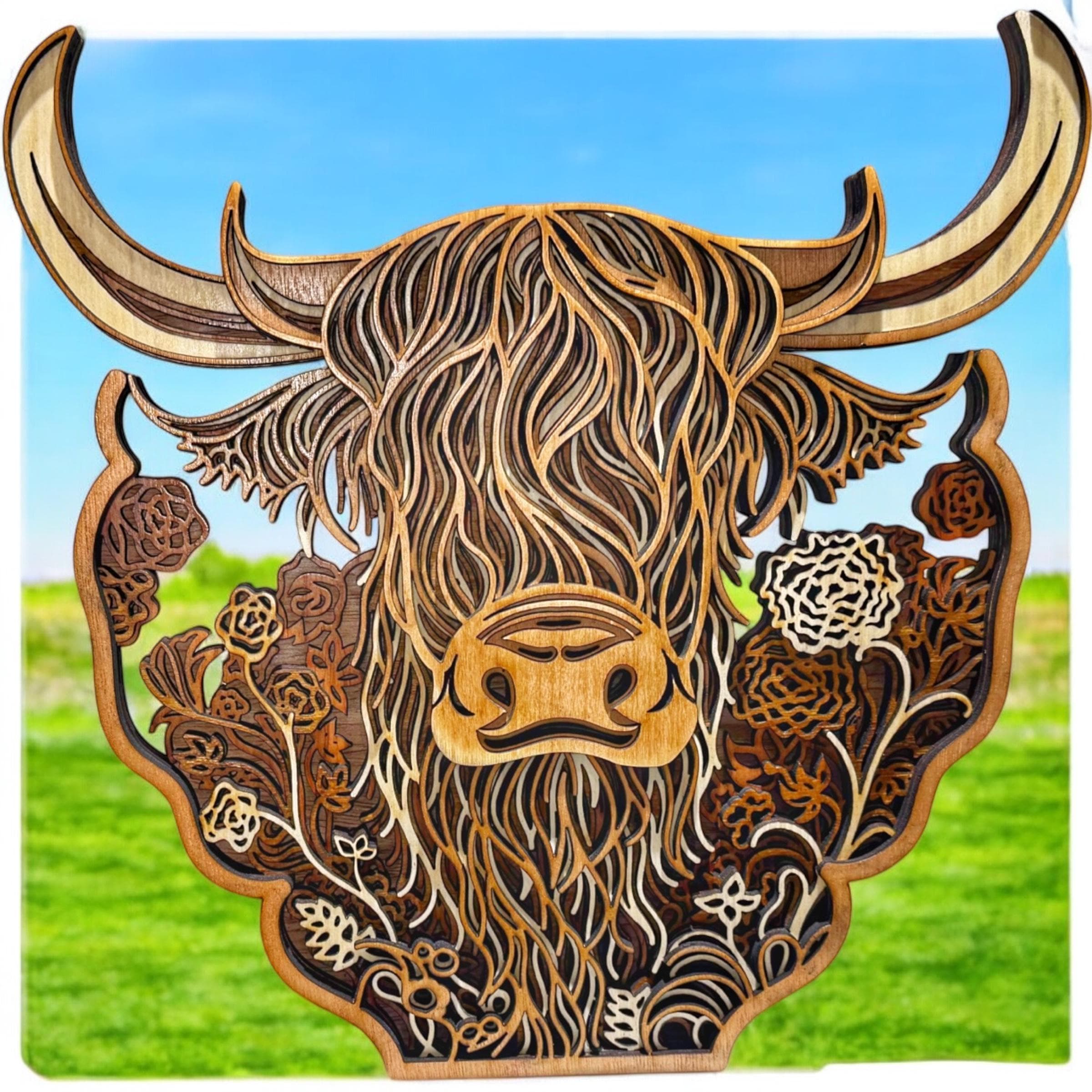 Six-layer Highland Cow Wood Wall Art – 11-inch Farmhouse Decor - Etsy