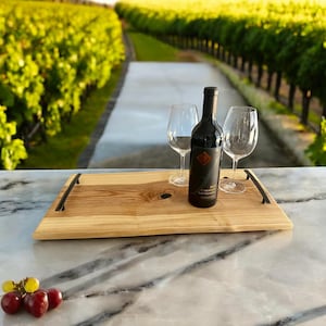 Live Edge Cherry Serving Platter: Rustic Charcuterie Board with Handles