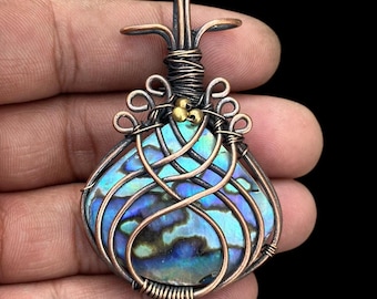 Abalone koperen hanger ketting/handgemaakte koperen hanger/koperen hanger/Zon hangende sieraden/aangepaste koperen hanger voor cadeau
