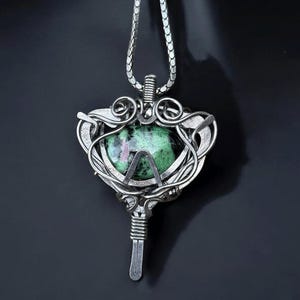 Ruby zoisite  pendent/One-of-a-kind pendant for a special woman Timeless beauty in copper and black Anniversary gift for her jewelry
