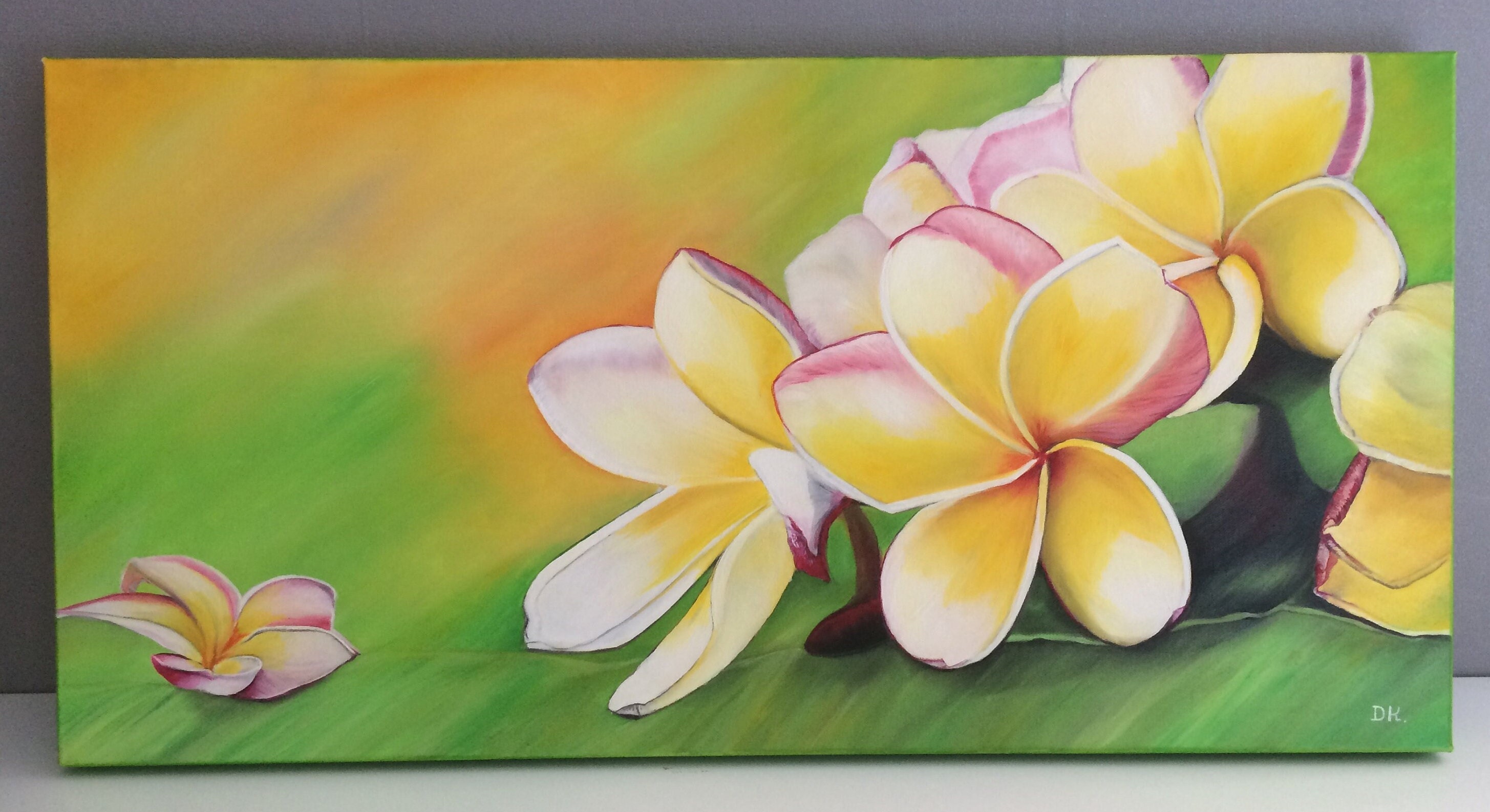 Tableau Peinture à L'huile Fleurs de Tipanies