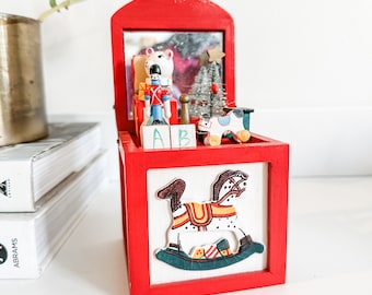 Vintage Wooden Christmas Music Box