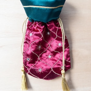 Vtg Pier 1 Satin Geschenkbeutel mit Kordelzug