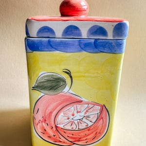 Colorful Vintage Fruit Canister with Lid