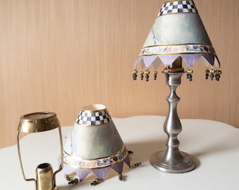 VTG Mackenzie Childs Set of 2 Paper Lamp Shades  &quot; Sitting Room&quot;