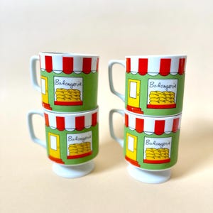 Set of 4 Boulangerie Vintage Mugs