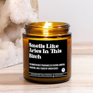 Funny Aries Candle: Coconut Soy Wax, Zodiac Gift