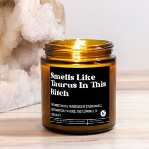Funny Taurus Candle: Coconut Soy Wax, Zodiac Gift