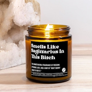 Funny Sagittarius Candle: Coconut Soy Wax, Amber Jar