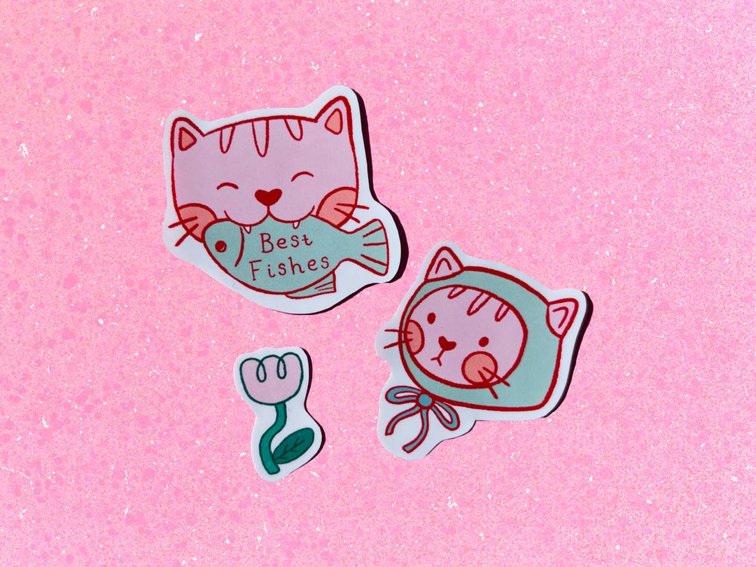 Cute Cat Sticker Pack | Cosy Sticker | Spring Stickers | Novelty Cat ...