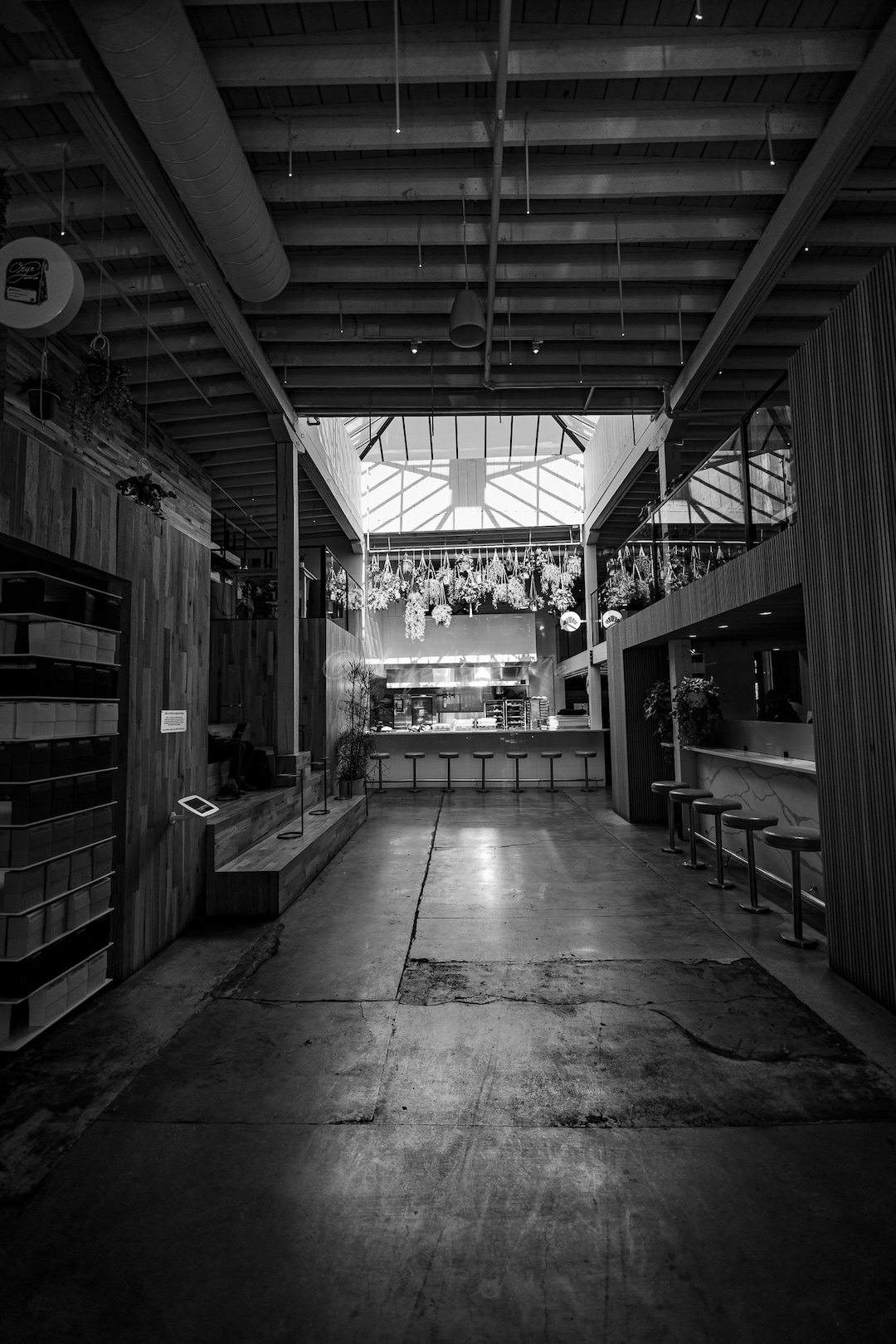 Coffee Shop Photo, Black and White Coffee Shop, Digital Download for