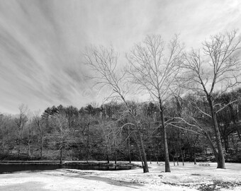 Lake Atalanta in Rogers, AR | Black and White | Snow | Landscape | Photo Art | Digital Download for Personal Use