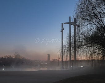 Crosses in Fog | Morning Landscape | Instant Download for Personal Prints