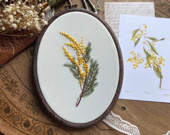 Mimosa Embroidered hoop art, embroidery flowers, Aesthetic Wall Art, housewarming gift, gift for her friend, valentines day decorations