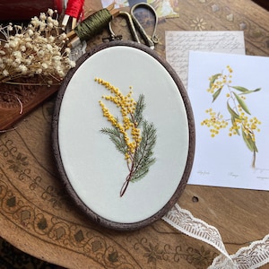 Mimosa Embroidered Finished Hoop, Modern Farmhouse Gift, Hosting Decor, Fall Host Gift, Finished Embroidery, Fall Decor, Birthday Gift