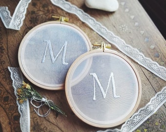 Tulle Hoop Embroidered with Bride and Groom's Initials, Personalized Wedding Decoration, Birthday Decoration, engagement decoration