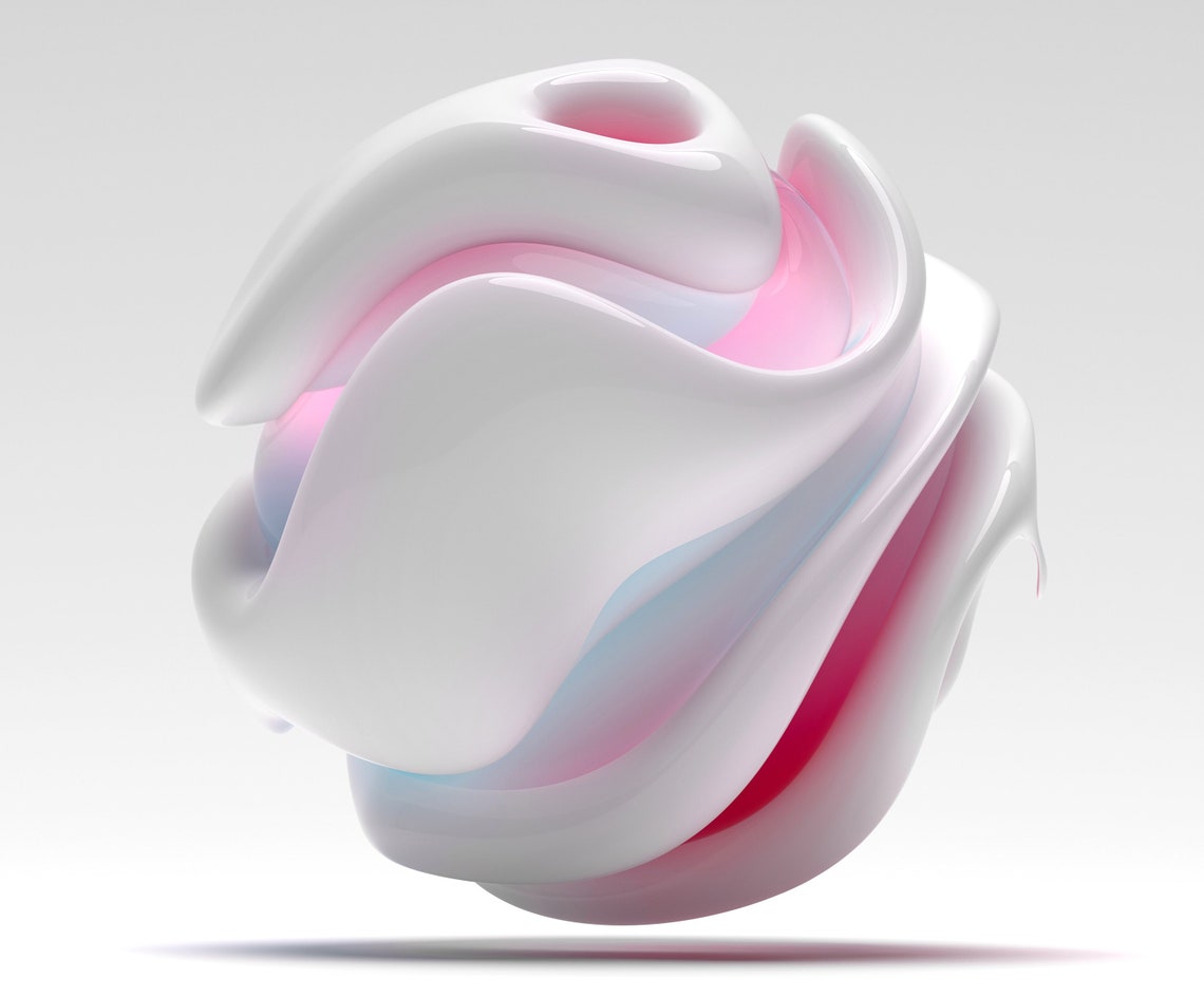 3d Abstract Art of Surreal Flying Ball or Sphere Sculpture in Curve ...