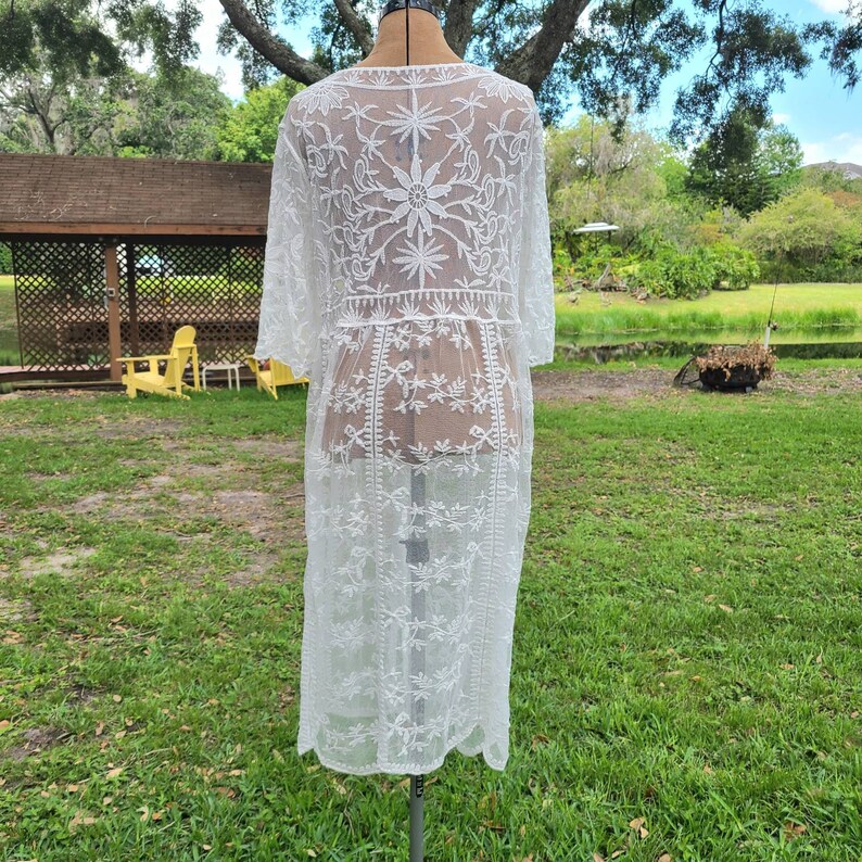 Long White Lace Maxi Beach Cover up Dress Coachella Bohemian Etsy