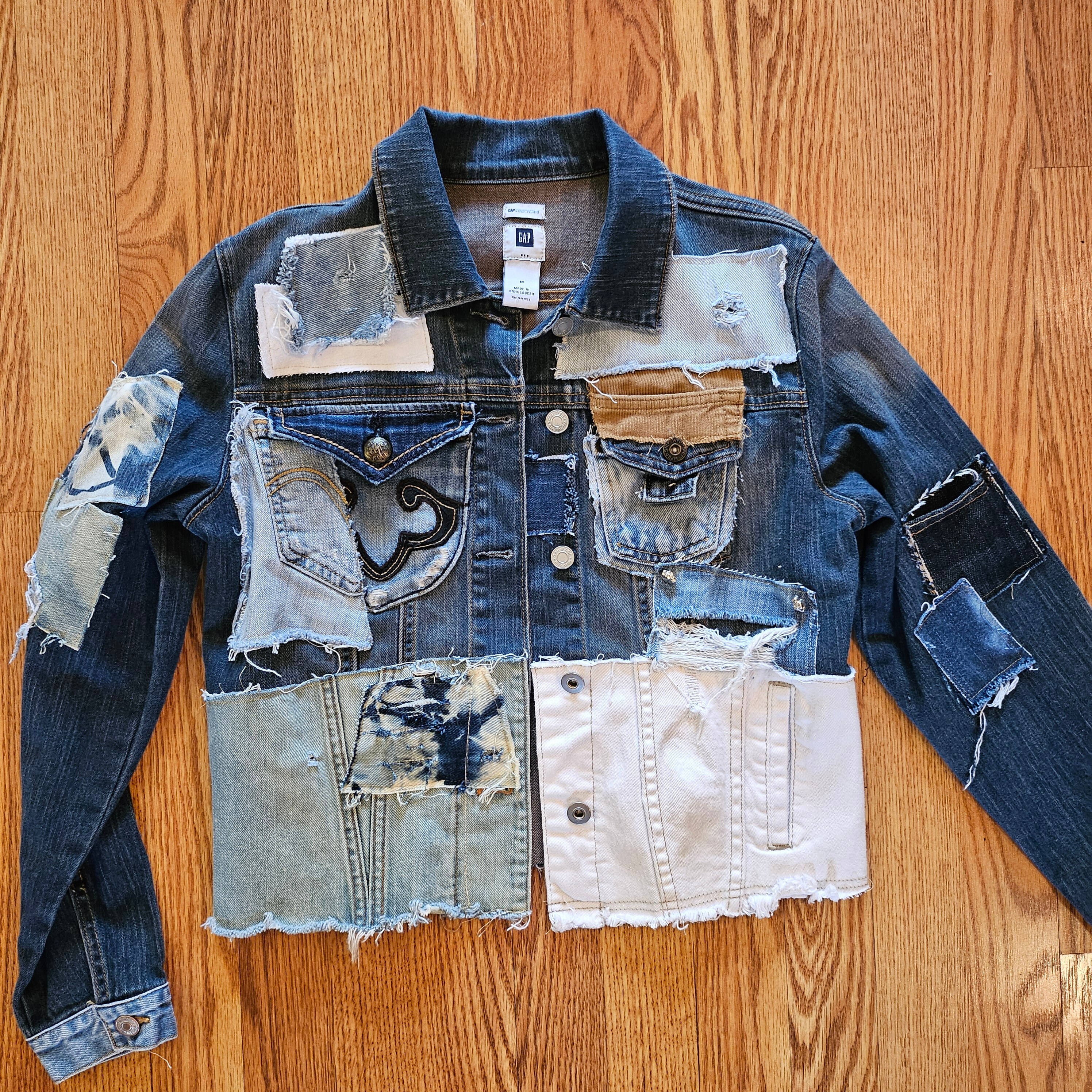 本店は One - Jacket Jean Cropped of Medium Style Patchwork Kind a ジャケット・アウター