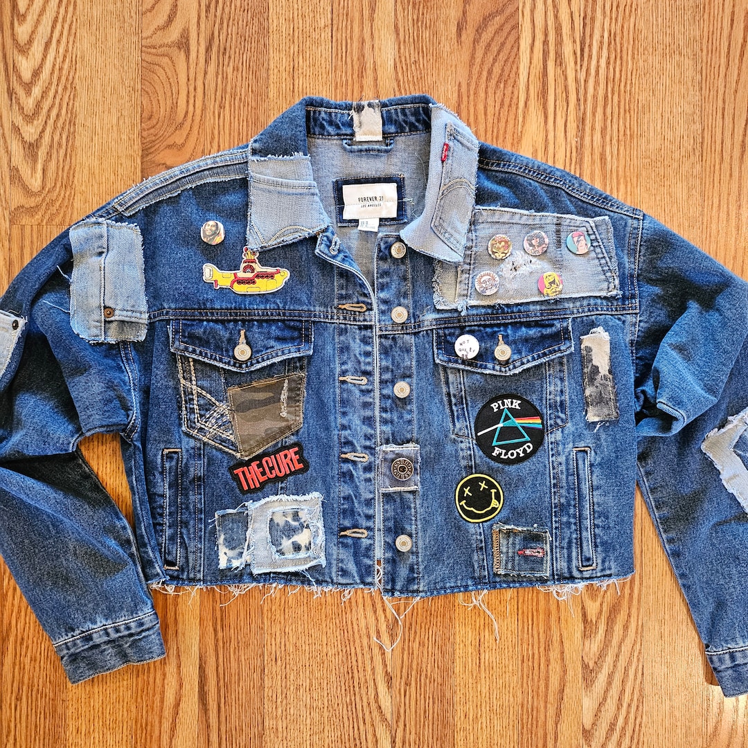 Veste en jean avec empiecements rock boutons et empiecements en denim Veste en jean unique en son genre pour femme Etsy Canada