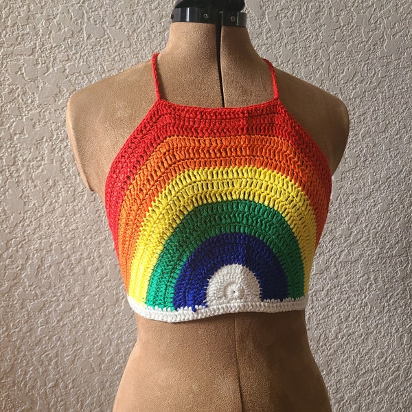 Rainbow crochet top - one rainbow fits most