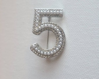 Designer Brooch Diamond Pearl Silver # 5 Brooch Pin Fashion Jewelry