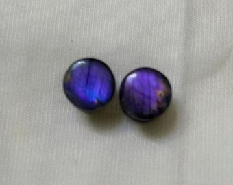 Pronti per la spedizione. Dilatatori per orecchie in labradorite naturale, rotondi, fatti a mano, da 8 mm, molto belli.
