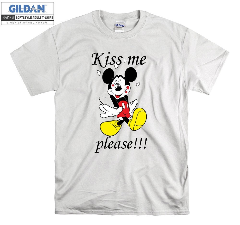 Disney Mickey Mouse Kiss Me Please Art Cartoon T shirt