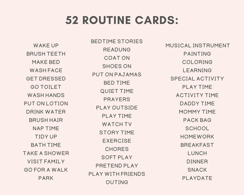 Daily Routine Flashcards, Routine Flashcard, Toddler Routine Flashcard ...