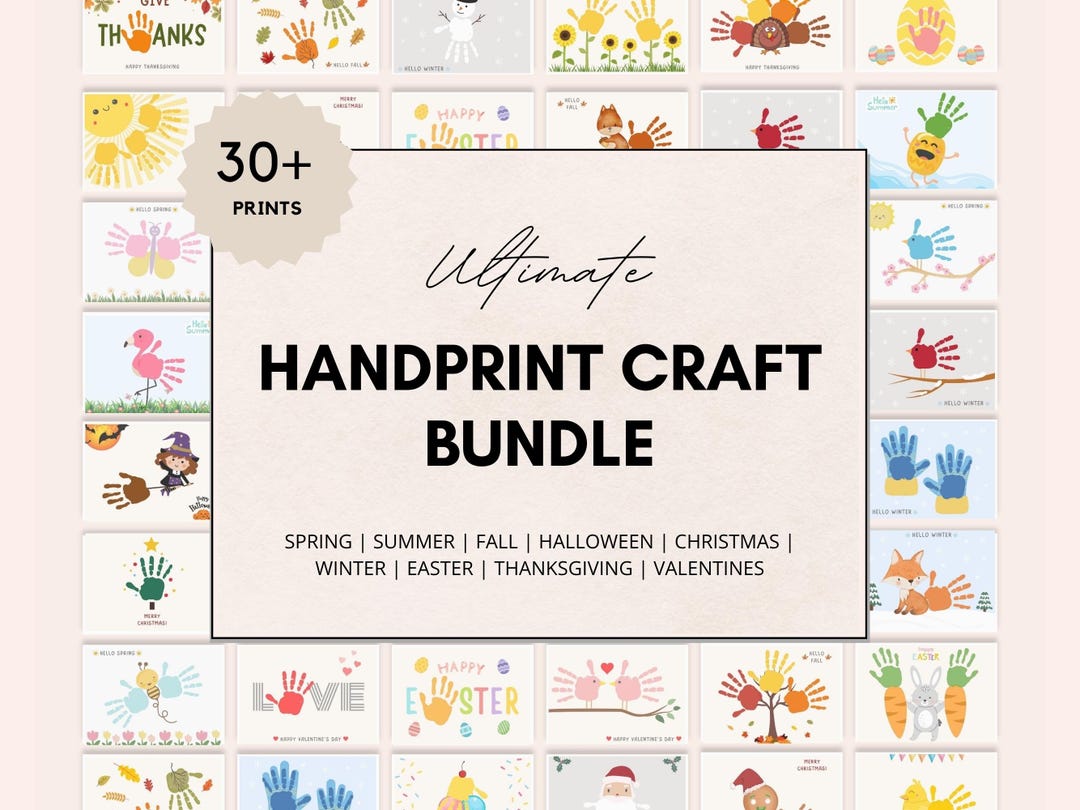 Print Handcraft Pattern HANDPRINT CRAFT BUNDLE, Handprint Keepsake, Handprint Art, Handprint ...