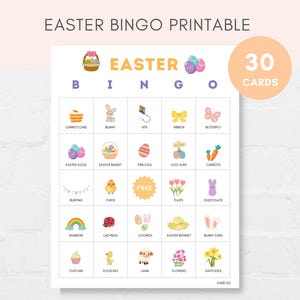 Paasbingo, Paasspel, Paasbingokaarten, Afdrukbare bingo, Paasfeestspel, Paasspellen, Paasactiviteiten, Paasbingospel