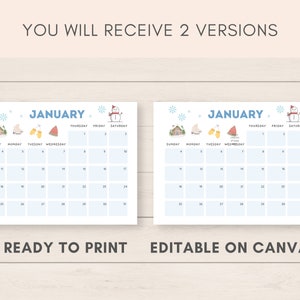 This cute and aesthetic 2026 calendar printable is a fun way to keep track of dates and events throughout the year. It includes ready to print and editable version.