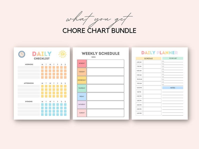 Encourage responsibility with this fun Chore Chart Bundle for Kids! This printable set is perfect for families who want to establish daily routines and teach kids discipline.