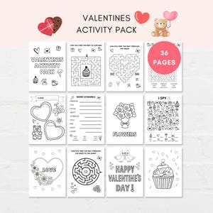 Valentines Activity Printable, Valentines Party Games, Valentines Coloring, Kids Valentines Day, Valentines Activity Pack, I Spy Printable