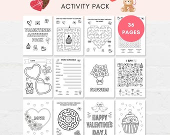 Valentines Activity Printable, Valentines Party Games, Valentines Coloring, Kids Valentines Day, Valentines Activity Pack, I Spy Printable