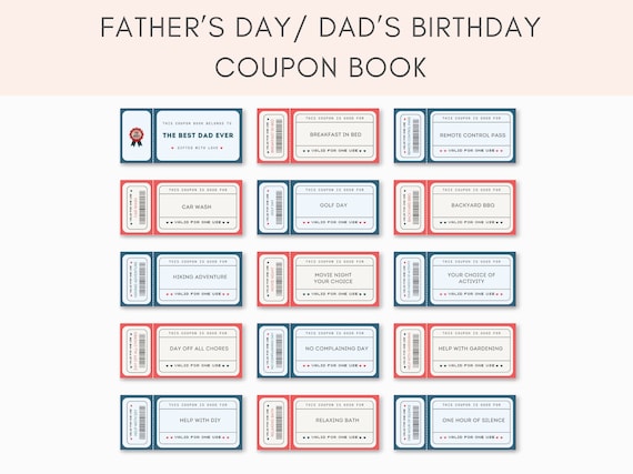Father’s Day Coupons, Father’s Day Gift, Coupon Printable, Dad Coupon, Fathers Day, Gift for Dad, Dad Appreciation Cards, Printable Dad Gift